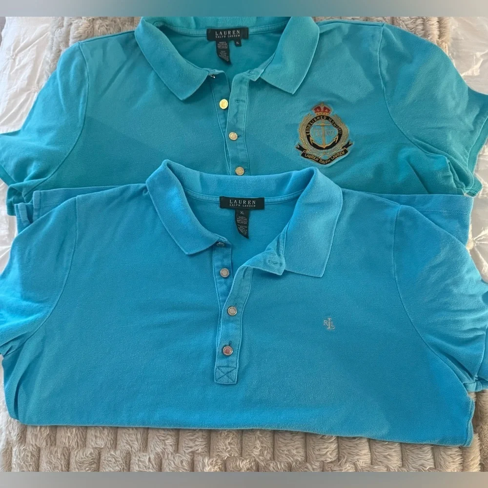 Vintage Polo Ralph Lauren 2 Men Blue Shirts Mens Crest (1) Logo Size XL